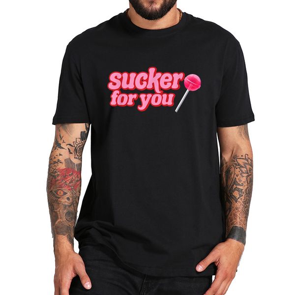 

eu size 100% cotton t shirt sucker for you t shirt national lollipop day lolly childhood memories black, White;black