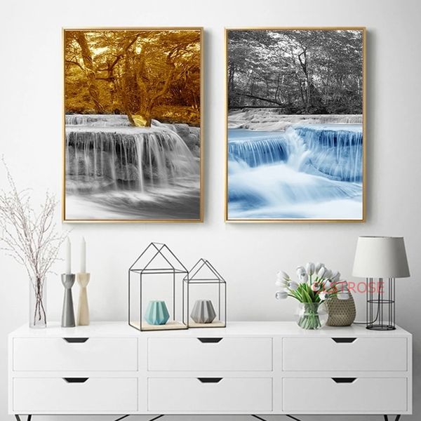 

waterfall and forest landscape art pictures canvas paintings for living room home decoration nordic wall art posters and prints