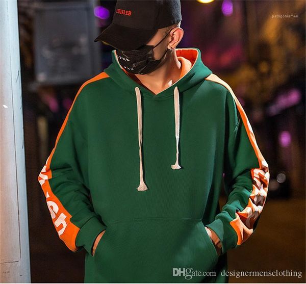 

hoodies designer long sleeve hooded men sweatshirts casual couples hoodies fashion patchwork color male apparel letters printed men, Black