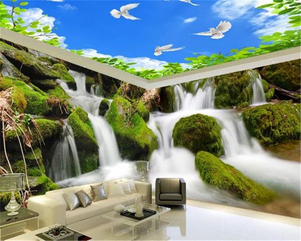 

customized 3d whole house wall decoration wallpaper romantic landscape waterfall landscape living room bedroom tv background wall wallpaper
