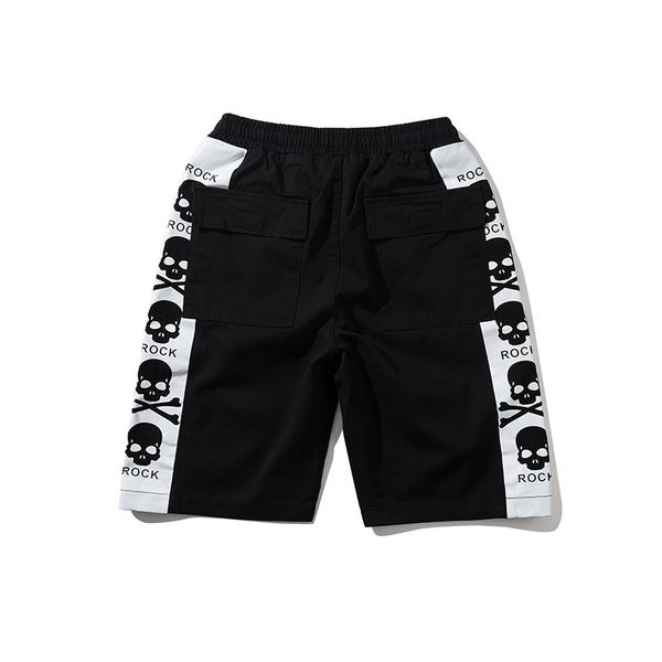 

Patchwork Skull Pattern Shorts Mens Hip Hop Streetwear Pocket Sweatpants 2019 Summer Cargo Shorts Men Cothing Black Green HA107