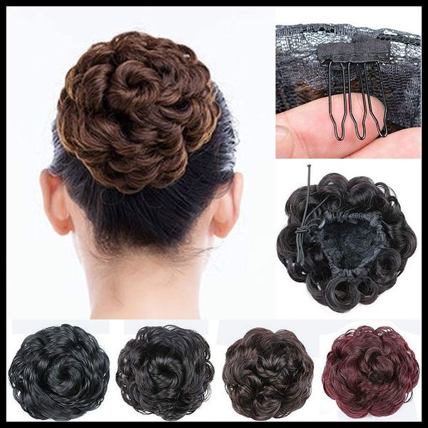 Synthetic Hair Chignons Elastic Scrunchie Hair Extensions Ribbon