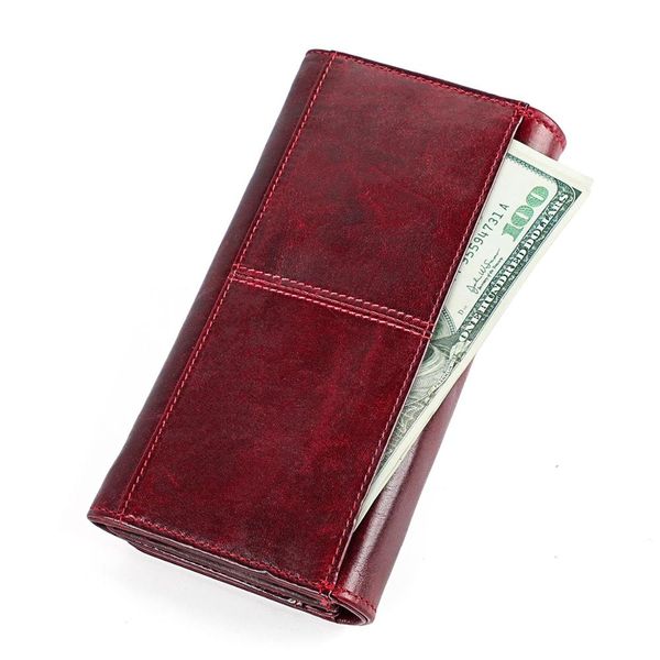 

fashion genuine leather women wallet long clutch lady luxury hasp zipper cards holder coin purse glww13, Red;black