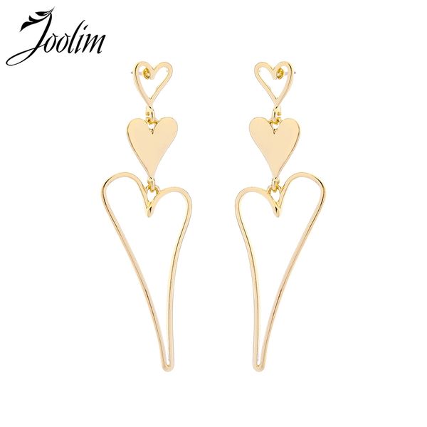 

joolim jewelry wholesale/simple gold color 3 heart dangle earring, Silver