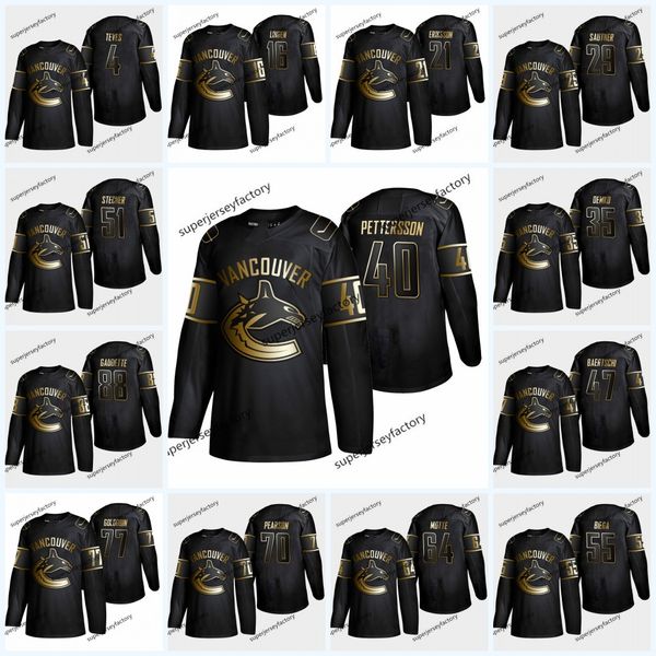 

2019 Golden Edition Vancouver Canucks 6 Brock Boeser 26 Antoine Roussel 31 Anders Nilsson 40 Elias Pettersson 53 Bo Horvat Hockey Jerseys