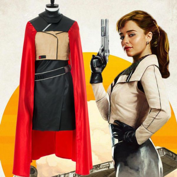 

story qi'ra cosplay costume cape jacket outfit halloween carnival cos, Black;red