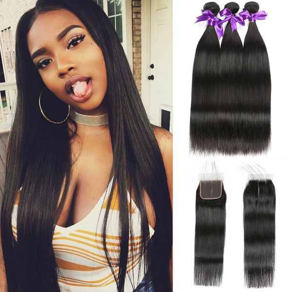 

human hair bundles with closure straight hair 3 bundles with closure peruvian body wave bundles with closure cuticle aligned remy beyo, Black;brown