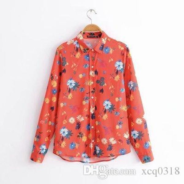 

2019 women vintage sweet floral printing simple blouse casual shirt women long sleeve business femininas blusas chic, White