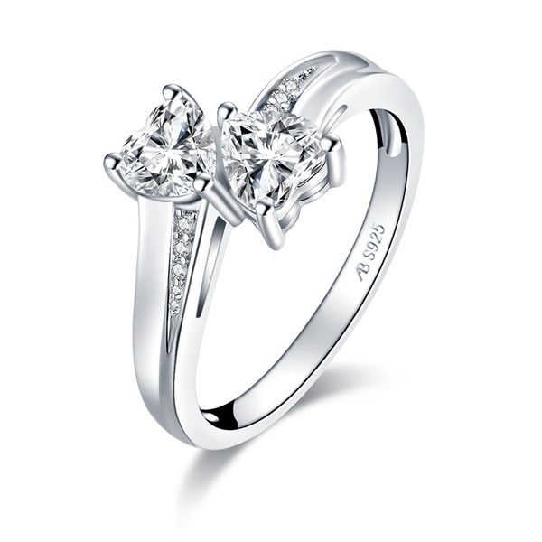 

yc8725explosion jewelry s925 sterling silver heart-shaped main stone ring fashion marriage engagement wedding ring, Slivery;golden