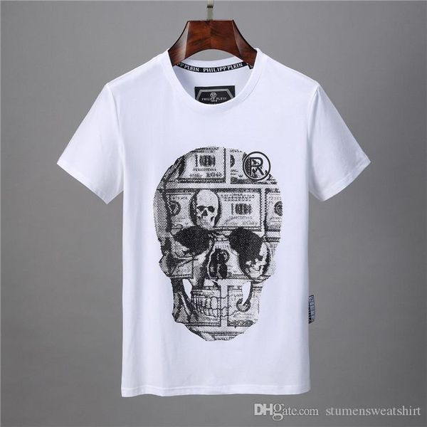 

pp men new summer t-shirt private custom tide brand tshirt chest skulls back letter print fashion personality street hip hop wild t-shirts, White;black