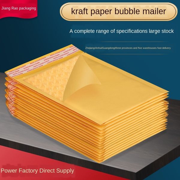 

yellow kraft paper bubble envelope plastic kraft paper packaging clothing packaging packing shockproof courier bag waterproof foam bag