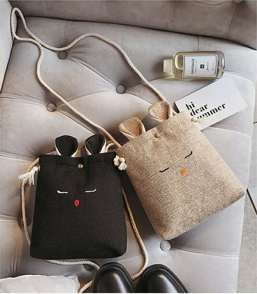 

women's fashion messenger bag cute linen bag small square shoulder