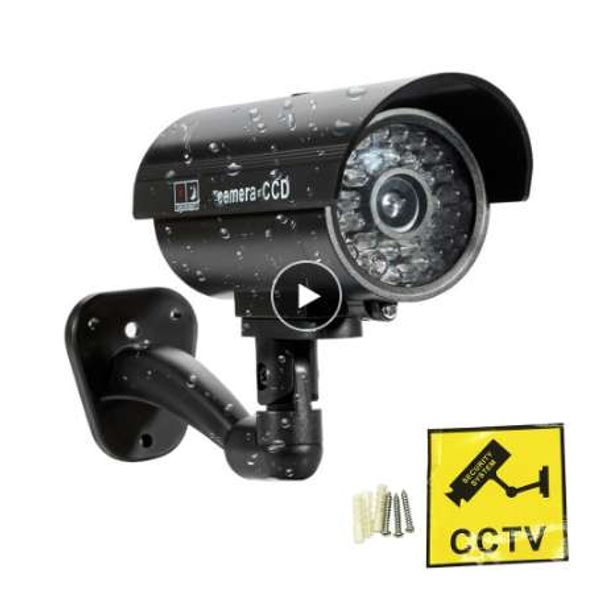 ZILNK Fake Camera Fittizia Telecamera di sorveglianza CCTV di sicurezza impermeabile con luce a LED rossa lampeggiante per interni ed esterni