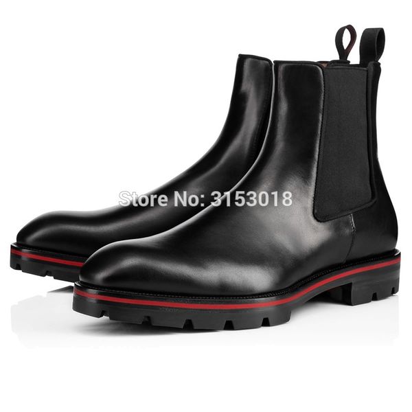 

qianruiti men boots elastic band male waterproof platform ankle boot men boots, Black