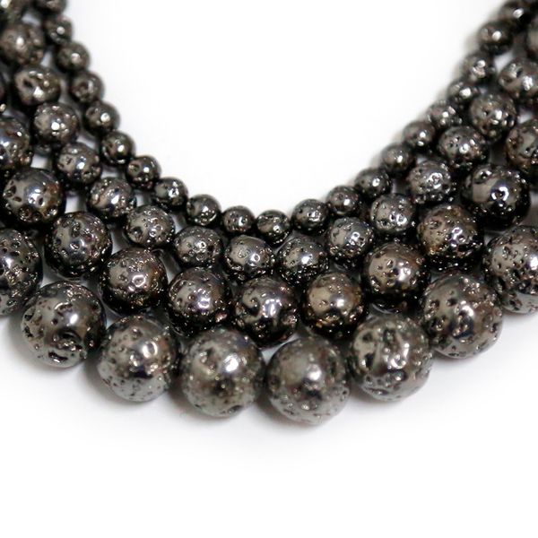

4/6/8/10mm round black volcanic lava beads lava stone beads hematite for jewelry making diy bracelet necklace