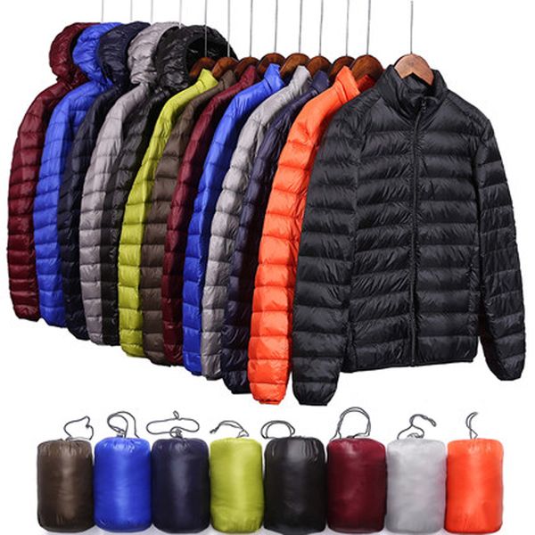 

winter fashion brand ultralight duck down jacket mens hooded streetwear light feather coat waterproof warm mens clothing, Black