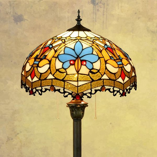 

classic stained glass lights retro european style floor lamp hollow pendant round fairy tale bedroom lighting fixture living room tf17