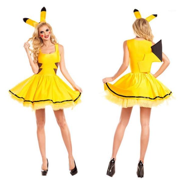 

dress pika designer women cosplay costume yellow cute stage clothes, Black;red