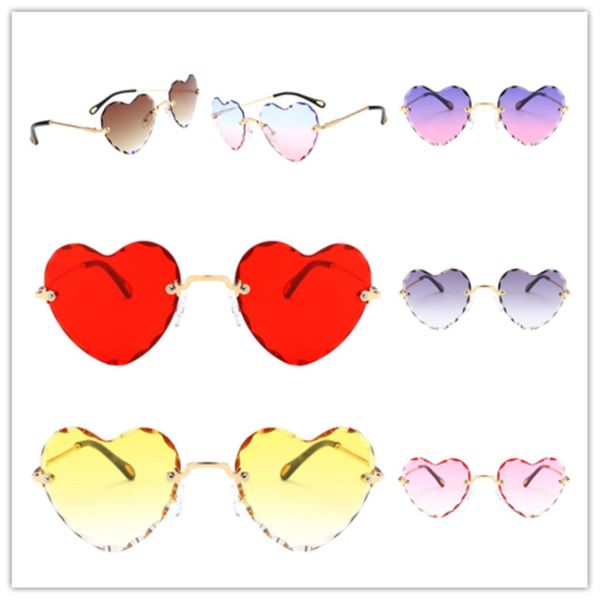 

women rimless heart-shaped sunglasses uv protection rimless cute sun glasses cat eye sunglasses fashion glitter pink glasses mvvuf