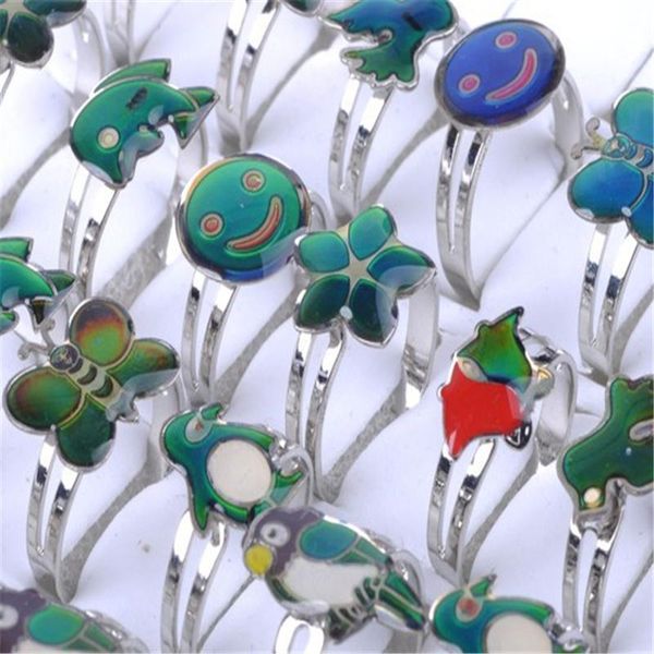 

летняя мода ювелирных изделий луны и форма звезды изменения цвета настроение кольцо emotion чувство для детей случайного разнообразия смешан, Silver