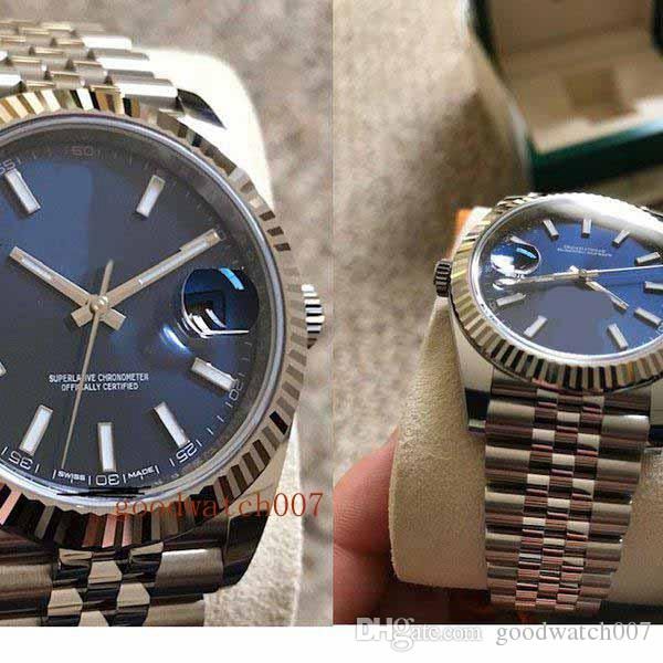 

selling luxury men's watches 126334 datejust 41 blue stick dial fluted bezel movement automatic 2813 folding business mechanical, Slivery;brown