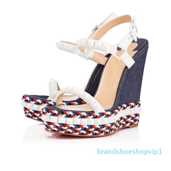 

designer women platform wedge sandals red bottom lady high heels ladies wedges perfect outdoor peep toe women's pumps party, Black