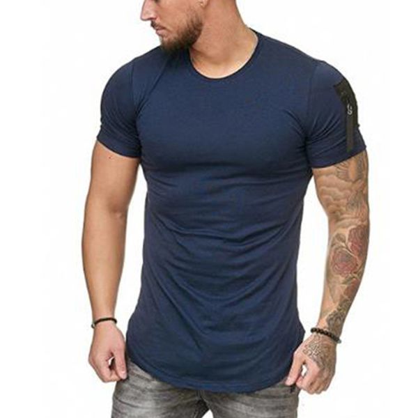 

men's slim fit hipster t shirt short sleeve sleeve zipper swag hem streetwear summer cool men clothes tee shirt solid color, White;black