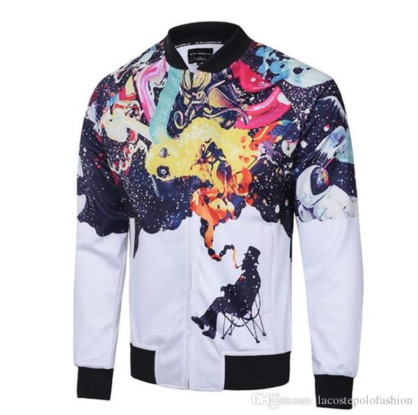 

designer 3d print mens jackets the smoke universe men baseball jacket casual homme street styles clothes, Black;brown