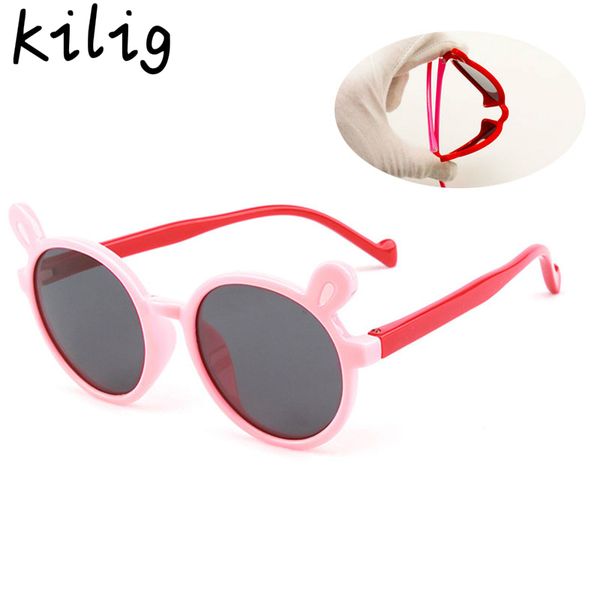 

kilig sunglasses kids cartoon polarized baby glasses flexible safety frame shades for boys girls uv400 with case, White;black