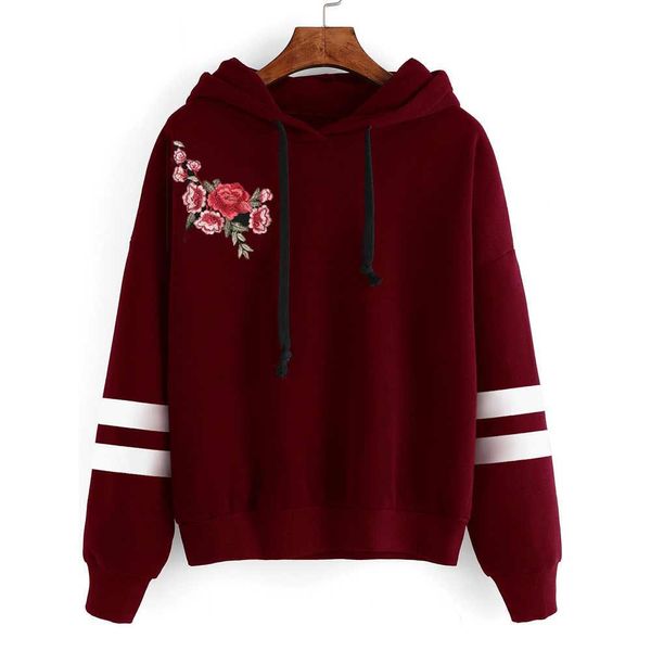 

harajuku women's sweatshirt and hoody ladies oversize k black red embroidery applique hood casual hoodies for women girls#5$