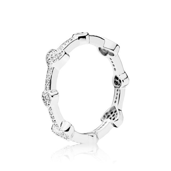 

100% 925 sterling silver 197729cz alluring hearts ring retro simple personality women's gift jewelry original 2018, Golden;silver