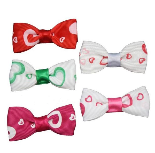 

valentine's day love bow children's cloth headdress hairpin the gift for children 2 styles ing, Slivery;white