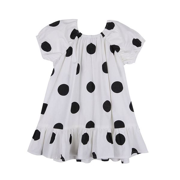 

1-7 years girls polka-dot dress summer sleeveless casual clothing kids baby princess dresses children puff sleeve clothes, Red;yellow