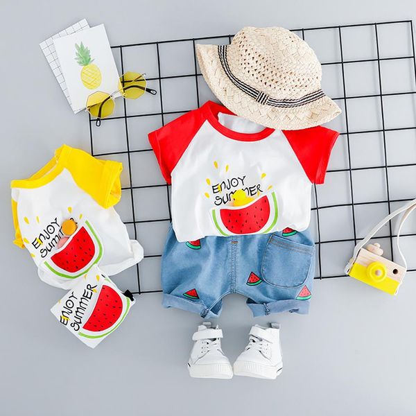 

2pcs fashion baby girls boys watermelon t-shirt shorts pants summer outfit, White