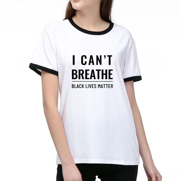 

new fashion tee shirts 20ss women t shirts i cant breathe printted summer casual short sleeve mens tee shirts 2 styles, White
