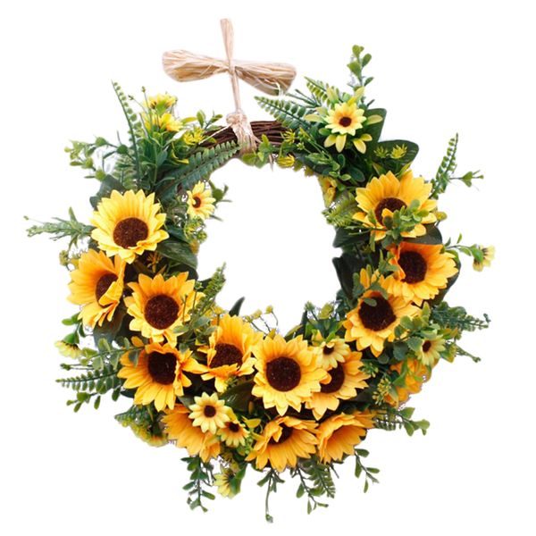 

sunflower wreath handcrafted greenery garland xmas party home door 40cm