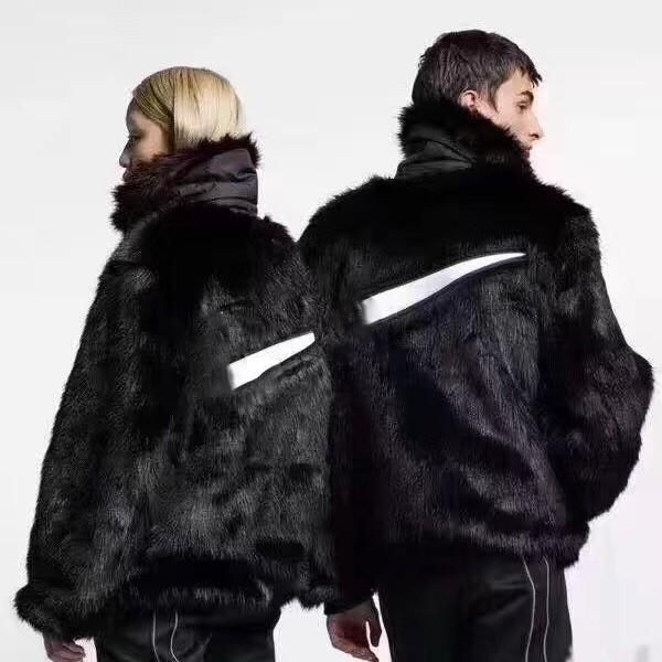 

18fw мода меховая куртка плюшевый мех светло-зеленый двуликий куртка теплая мужская и женская удобная куртка высокого качества hfbyjk224, Black;brown