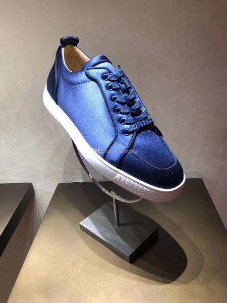 

italy luxury design paris men's shoes sneakers red bottom low sneaker rantulow orlato no spikes junior sneaker polyester suede factory, Black