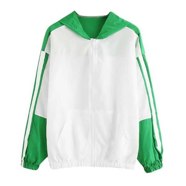 

women long sleeve patchwork outdoor sport coat harajuku thin skinsuits hooded zipper pockets running jackets for female 2019, Black;red