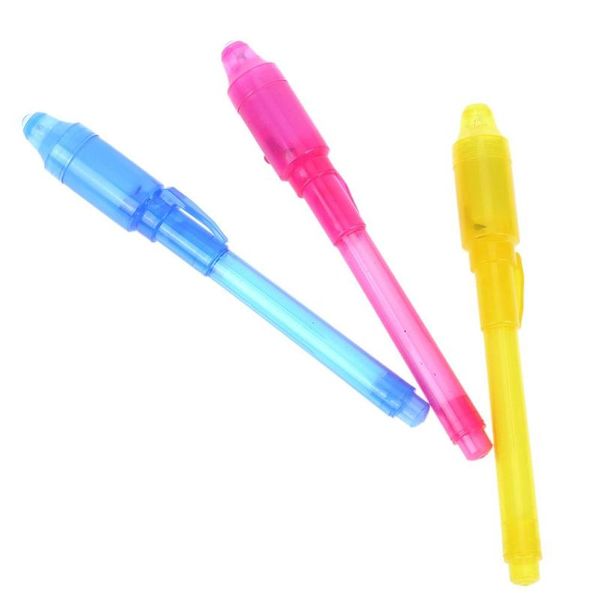 

3pcs/set plastic uv black light combo invisible ink magic pen banknote detector multifunction office school stationery supplies, Black;red