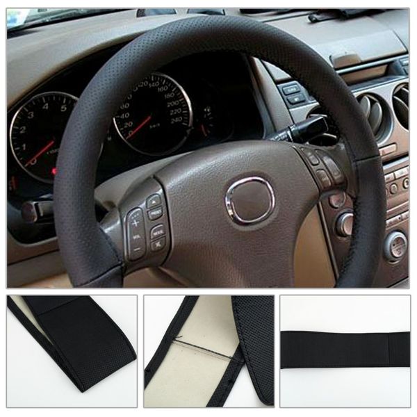 

car steering wheel cover braid on the steering wheel microfiber skid-proof cover entire single connector 36-38cm car-styling