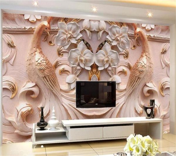 

mural custom wallpaper 3d p murals 0 large peacock reliefs butterfly floral background wall paper murals papel de parede