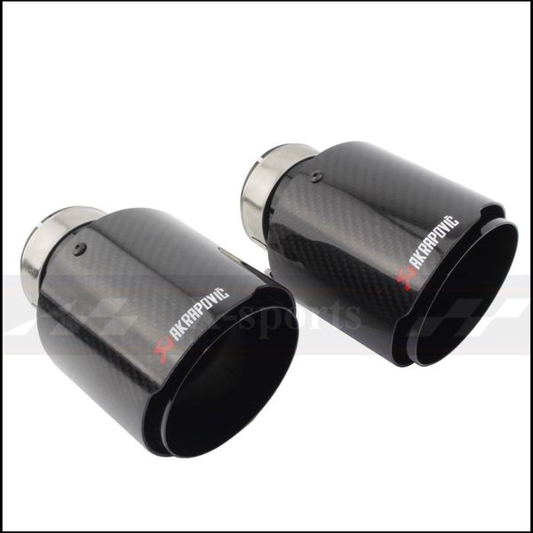 

black universal various sizes akrapovic carbon fibre car exhaust muffler tip straight glossy twill +black