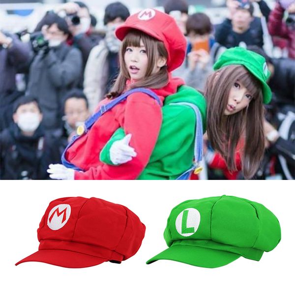 

super mario bros luigi cosplay props costumes clothes halloween birthday party supplies cartoon kids boys girls hats halloween