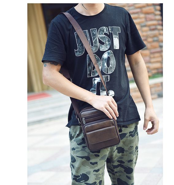 

2020 new style men's bag shoulder bag shoulder natural leather business casual verticle men's