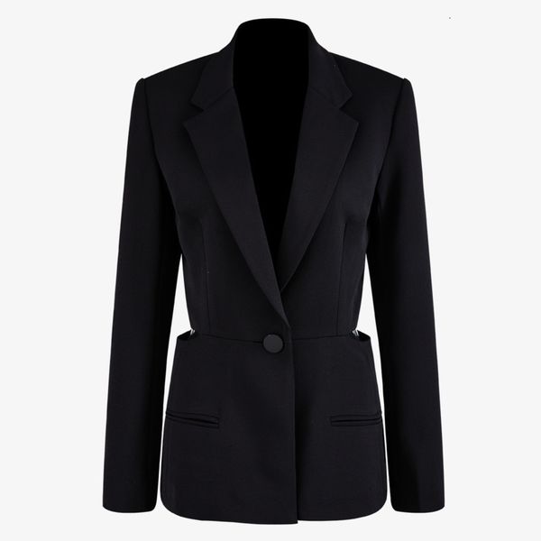 

tvvovvin backless black blazer women fashion hollow out bow bandage elegant 2019 autumn style single button coat f738, White;black
