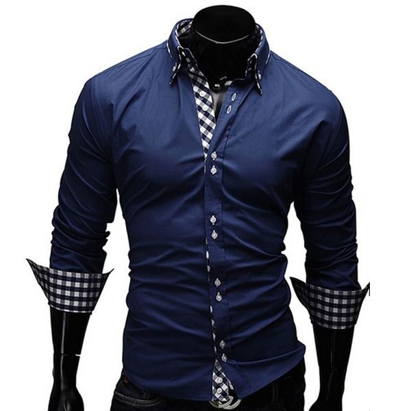 

wholesale- new 2016 autumn mens long sleeve shirt camisas hombre vestir mens dress shirts hawaiian camisa social masculina -xxl 13cs23, White;black