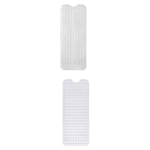 

2pcs clear&white 39x16\" bath tub shower mat with suction cups bpa-free