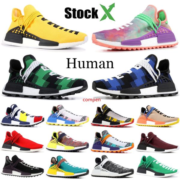

with mask bbc human race nmd pharrell williams yellow bbc green plaid peace designer shoes sun glow hu holi men women running shoes
