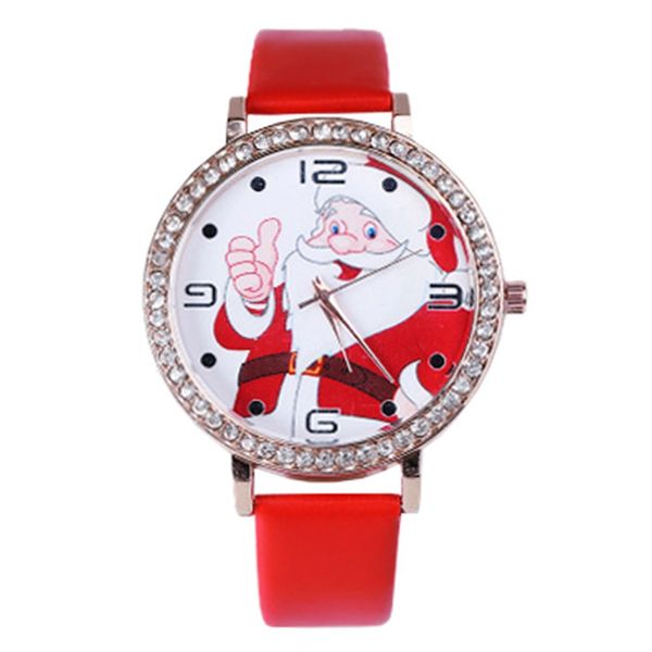 

new fashion set auger santa claus watch men and women students drill thin belt watch fashion christmas gifts, Slivery;brown